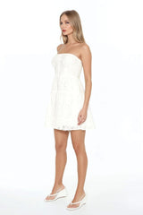 Strapless Eyelet Bustier Mini Dress
