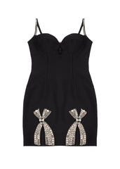 Rhinestone Bow Sweetheart Bodycon Mini Dress