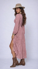 Floral-Embroidered Tiered Maxi Dress