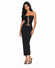 Strapless Cutout Bodycon Maxi Dress