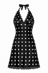Polka Dot Halter Mini Dress
