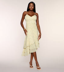 Flower Market Chiffon Midi Dress
