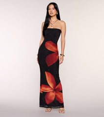 Vacay Mode Tropical Floral Maxi Tube Dress
