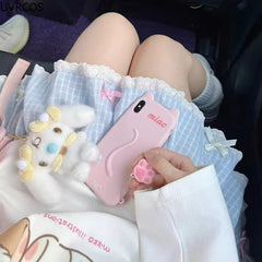 Kawaii Blue Plaid Mini Skirt – Y2K Harajuku Preppy Pleated Skirt with Bow