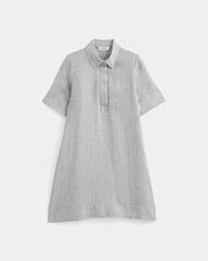 Mini Popover Shirtdress In Linen | Agave / Bone