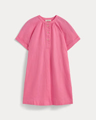The Popover Dress In Linen | Deep Pink