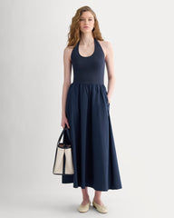 Halter Dress In Ultrasoft Cotton | Navy