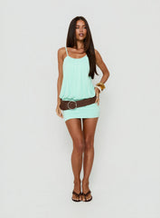 Imeria Ruched Scoop Slouchy Mini Dress Turquoise