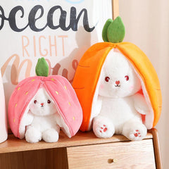 18/25cm Strawberry / Carrot Bunny Zipper Surprise Plushie