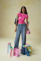Lovers Stretch Baby Tee in Hottest Pink