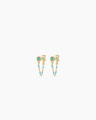 Turquoise Capri Chain Huggies