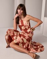 Halter Ruffle Asymmetric Hem Dress Multi