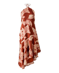 Halter Ruffle Asymmetric Hem Dress Multi