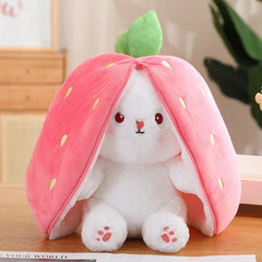 18/25cm Strawberry / Carrot Bunny Zipper Surprise Plushie