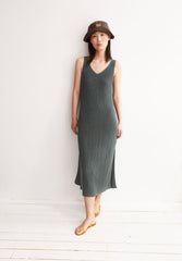 Leinen-Mix Strickkleid | Space Steel