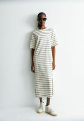 Xelinaa Fein Gestreiftes Midi-Kleid | Undyed-Black