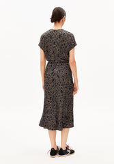 Leo-Fledermausärmel Midi-Kleid | Dark Steel-Black