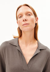 Feinstrick-Polokleid | Walnut Cream