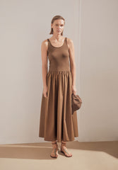 Material-Mix Kleid | Dried Palm-Dried Palm