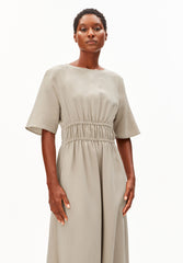 Leinen-Mix Gerafftes Kleid | Sandstone