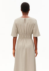 Leinen-Mix Gerafftes Kleid | Sandstone