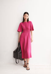 Leinen-Mix Gerafftes Kleid | Very Berry