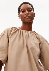 Poplin Ballon-Mini-Kleid | True Camel