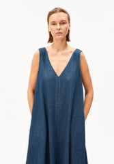 V-Ausschnitt Jeans-Midi-Kleid | Eau
