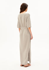 Leinen-Mix Maxi-Strickkleid | Sandstone