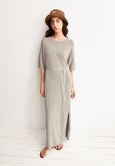 Leinen-Mix Maxi-Strickkleid | Sandstone
