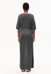 Leinen-Mix Maxi-Strickkleid | Space Steel