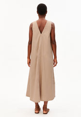 V-Ausschnitt Poplin Maxi-Kleid | True Camel