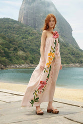 Pink Garden Terrace 3D One-Shoulder Maxi Dress