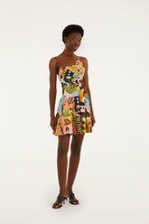 Multicolor Tropical Painting Mini Dress