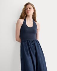 Halter Dress In Ultrasoft Cotton | Navy