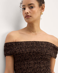 The Gauze Off-The-Shoulder Dress | Black / Cocoa Small Floral