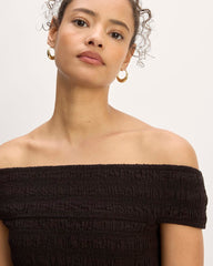 The Gauze Off-The-Shoulder Dress | Black