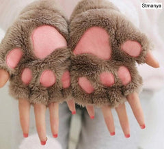 Fluffy Cat Paw Gloves