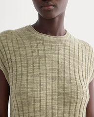 The Column Dress In Cotton Linen | Eucalyptus