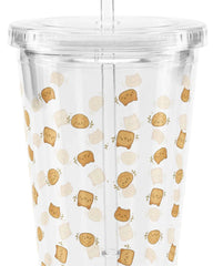 Cute Floating Cats Clear Plastic Tumbler with Straw