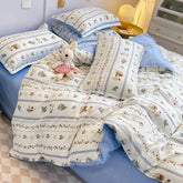 Cottage Blue Pretty Duvet Cover Bedding Set