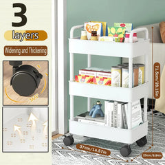 3 Level Mobile Desk Kitchen Storage Trolley Layer Shelf