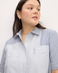 The Everlane X Marques' Almeida Patchwork Daytripper Dress | Blue Stripe Patchwork