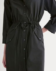 The Drawcord Shirtdress In Ultrasoft Cotton | Black