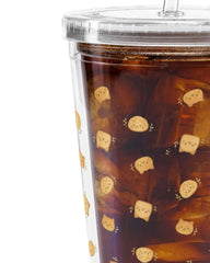 Cute Floating Cats Clear Plastic Tumbler with Straw