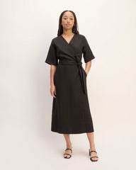 The Wrap Dress In Linen | Black