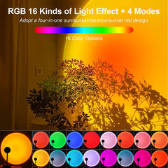 Smart Bluetooth Sunset Projector Lamp – 16-Color LED Rainbow Night Light