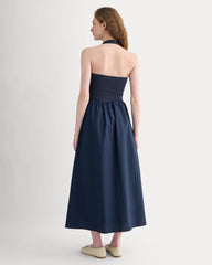 Halter Dress In Ultrasoft Cotton | Navy