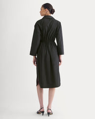 The Drawcord Shirtdress In Ultrasoft Cotton | Black