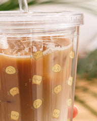 Cute Floating Cats Clear Plastic Tumbler with Straw
